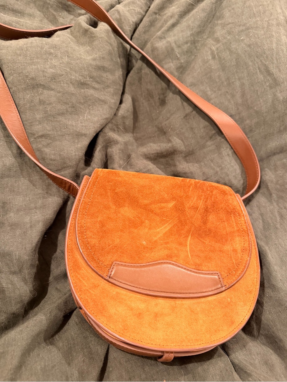 Suede Saddle Crossbody Bag in Rust Brown - Women Bags